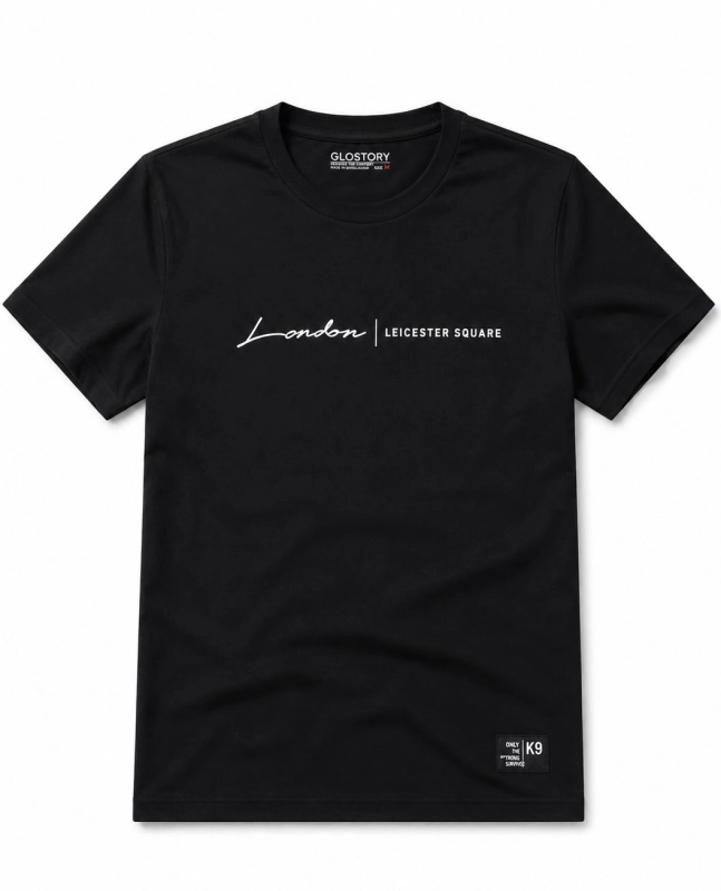 T-shirt męski z nadrukiem bawełniany czarny Recea-3176
