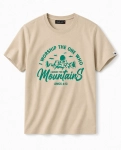 T-shirt męski z nadrukiem bawełniany beżowy Recea