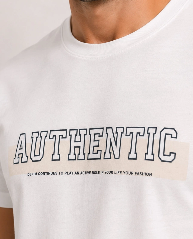 T-shirt męski z nadrukiem bawełniany biały Recea - 3180