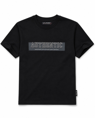 T-shirt męski z nadrukiem bawełniany czarny Recea - 3181