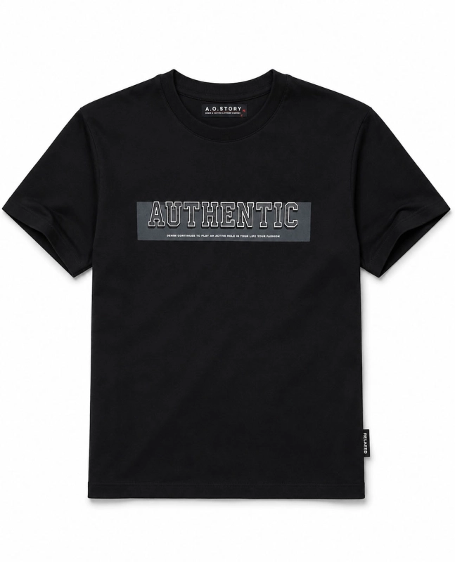 T-shirt męski z nadrukiem bawełniany czarny Recea - 3181