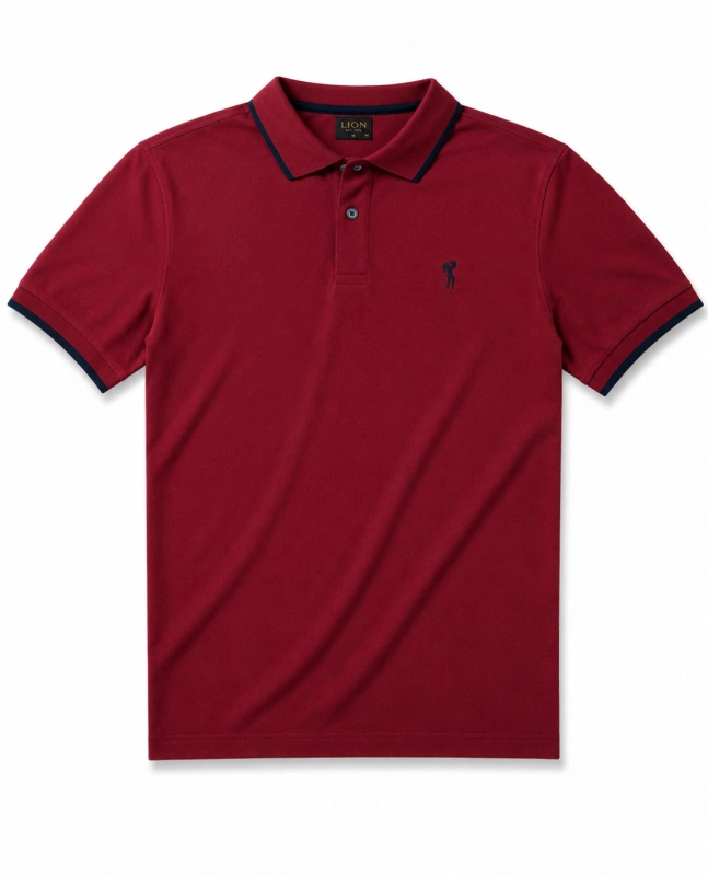 Koszulka polo z kołnierzykiem męska bordowa Recea  - 3184