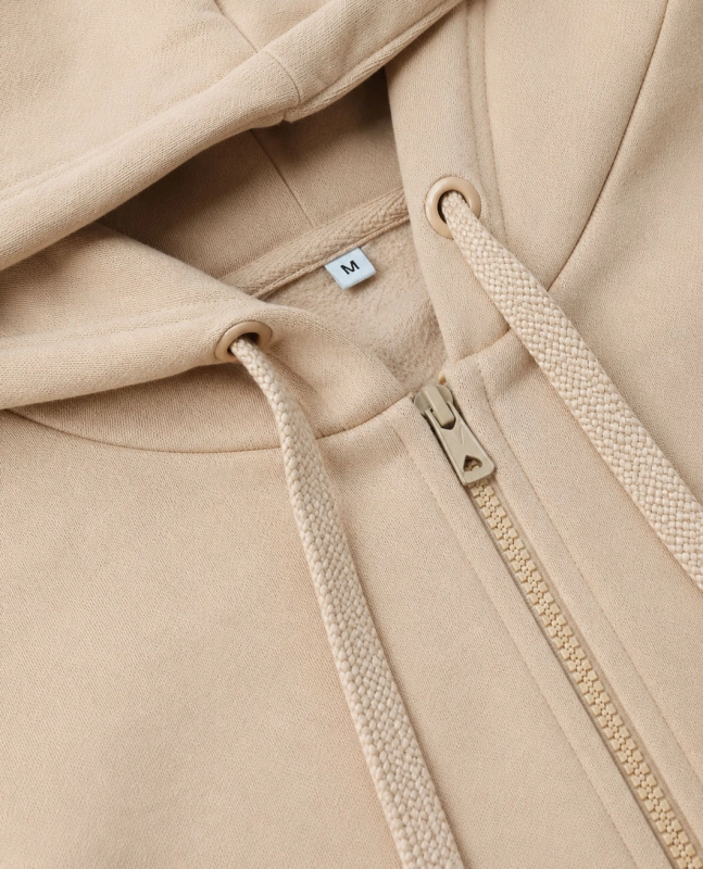 Bluza męska z kapturem beżowa na suwak Recea - 3187