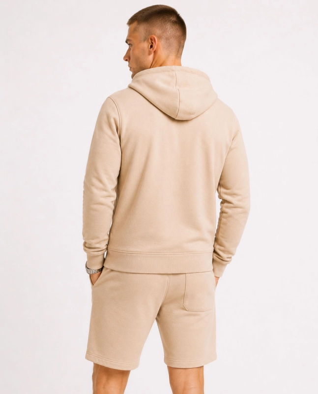 Bluza męska z kapturem beżowa na suwak Recea - 3187