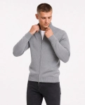 Rozpinany sweter męski z stójką szary Recea