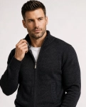 Rozpinany ciepły sweter męski czarny Recea