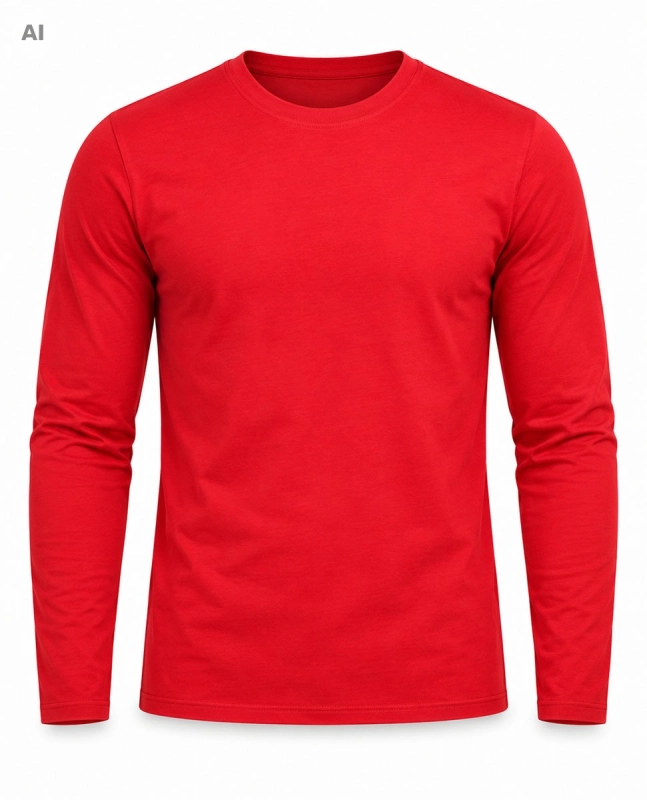 Koszulka męska longsleeve gładki czerwony Recea - 3228