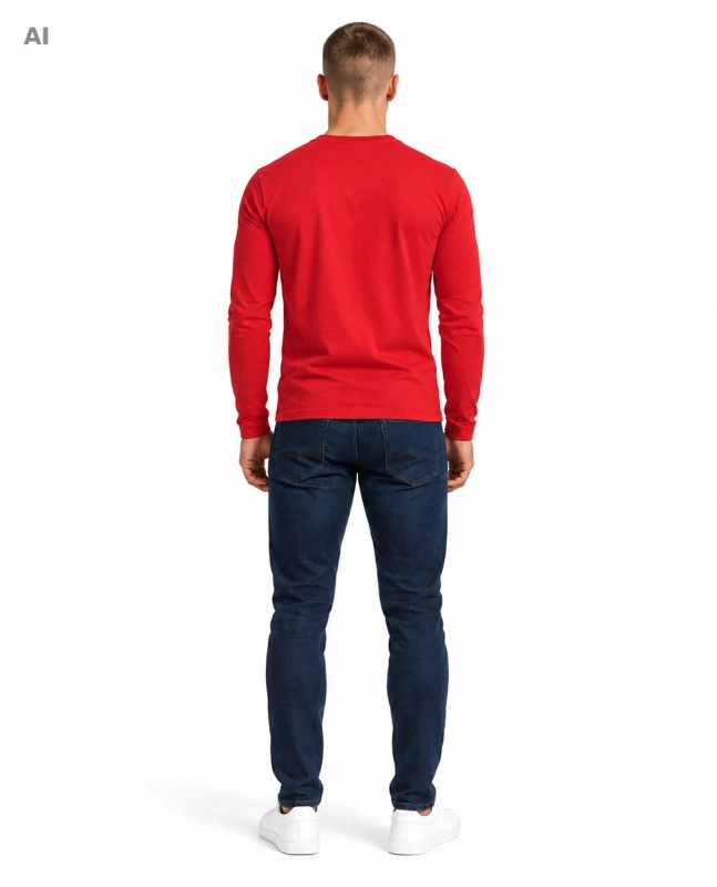 Koszulka męska longsleeve gładki czerwony Recea - 3228