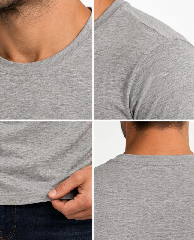 T-shirt premium bawełniany szary Recea - 3231